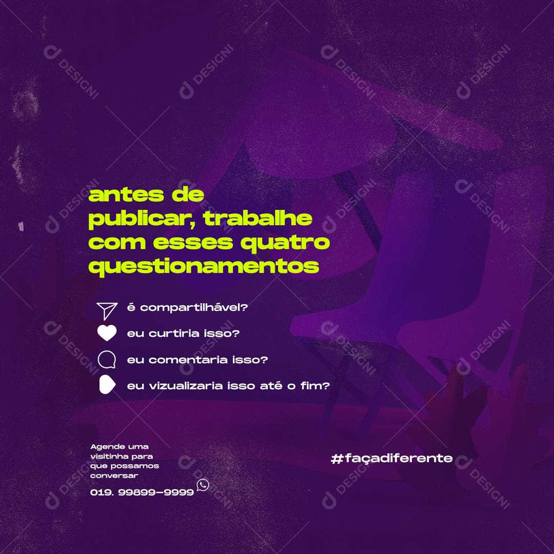 Agências Antes de publicar trabalhe com esses quatro questionamentos Social Media PSD Editável