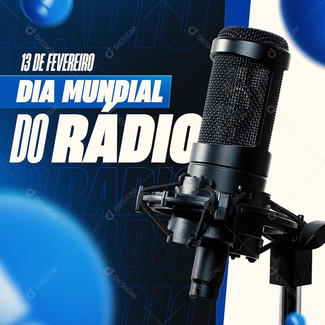 Social Media February 13th World Radio Day Editable PSD