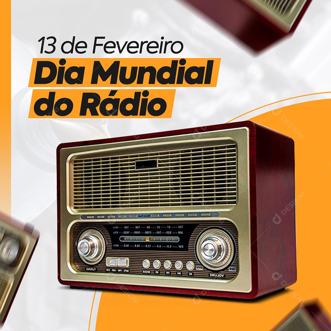 Social Media 13 De Fevereiro Dia Mundial Do Rádio PSD Editável