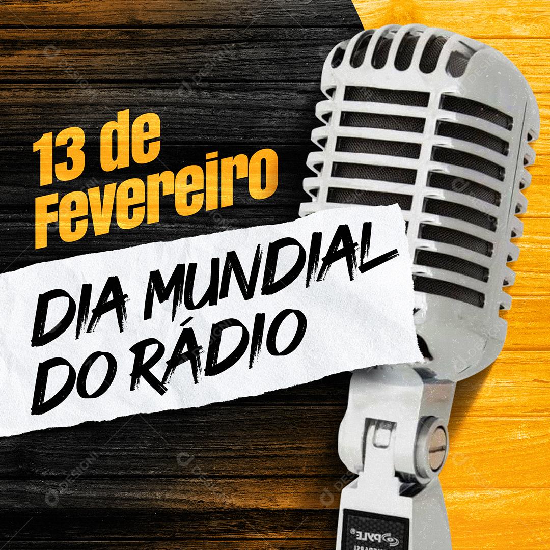 Social Media 13 De Fevereiro Dia Mundial Do Rádio PSD Editável