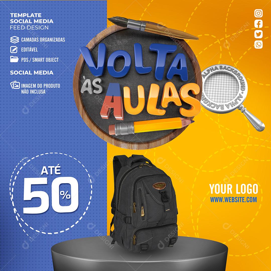 Social Media Volta Às Aulas Até 50% PSD Editável
