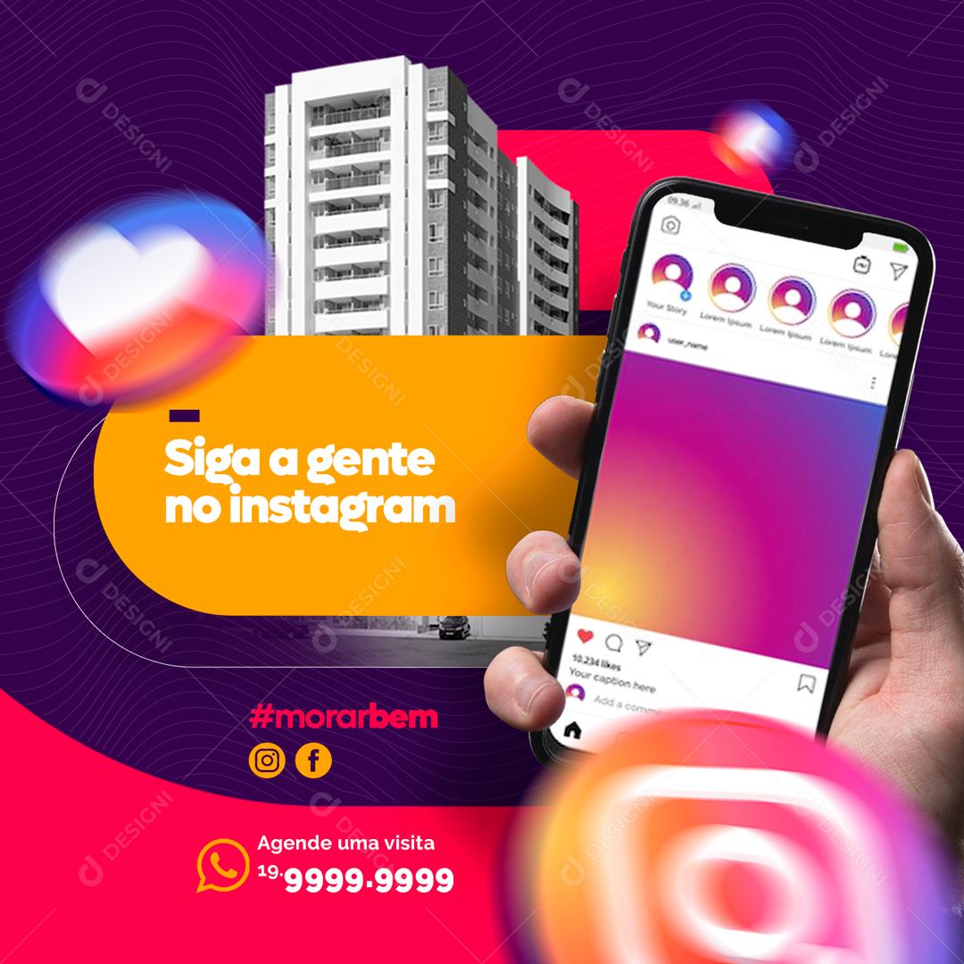 Social Media Siga A gente no Instagram Empreendimento Imobiliária PSD Editável