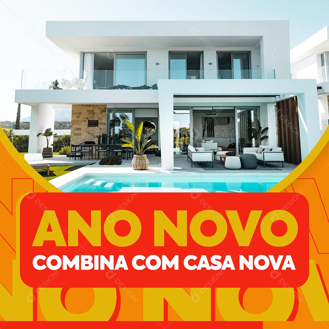 Social Media Ano Novo Combina com a casa nova Construção PSD Editável