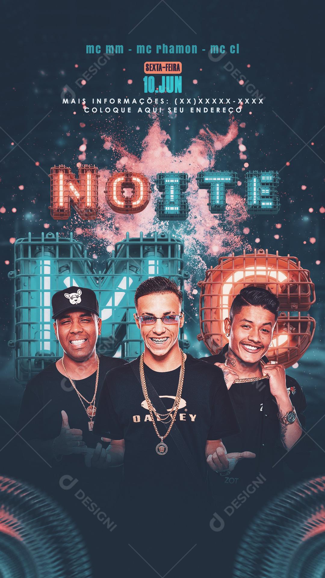 Flyers Noite Mc Agenda Social Media PSD Editável