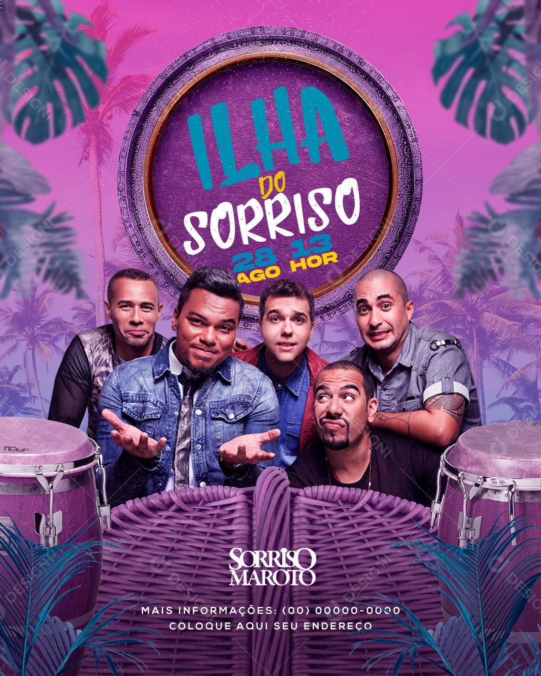 Flyers Ilha do Sorriso Agenda Social Media PSD Editável