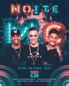 Social Media Noite Mc Agenda Flyers PSD Editável