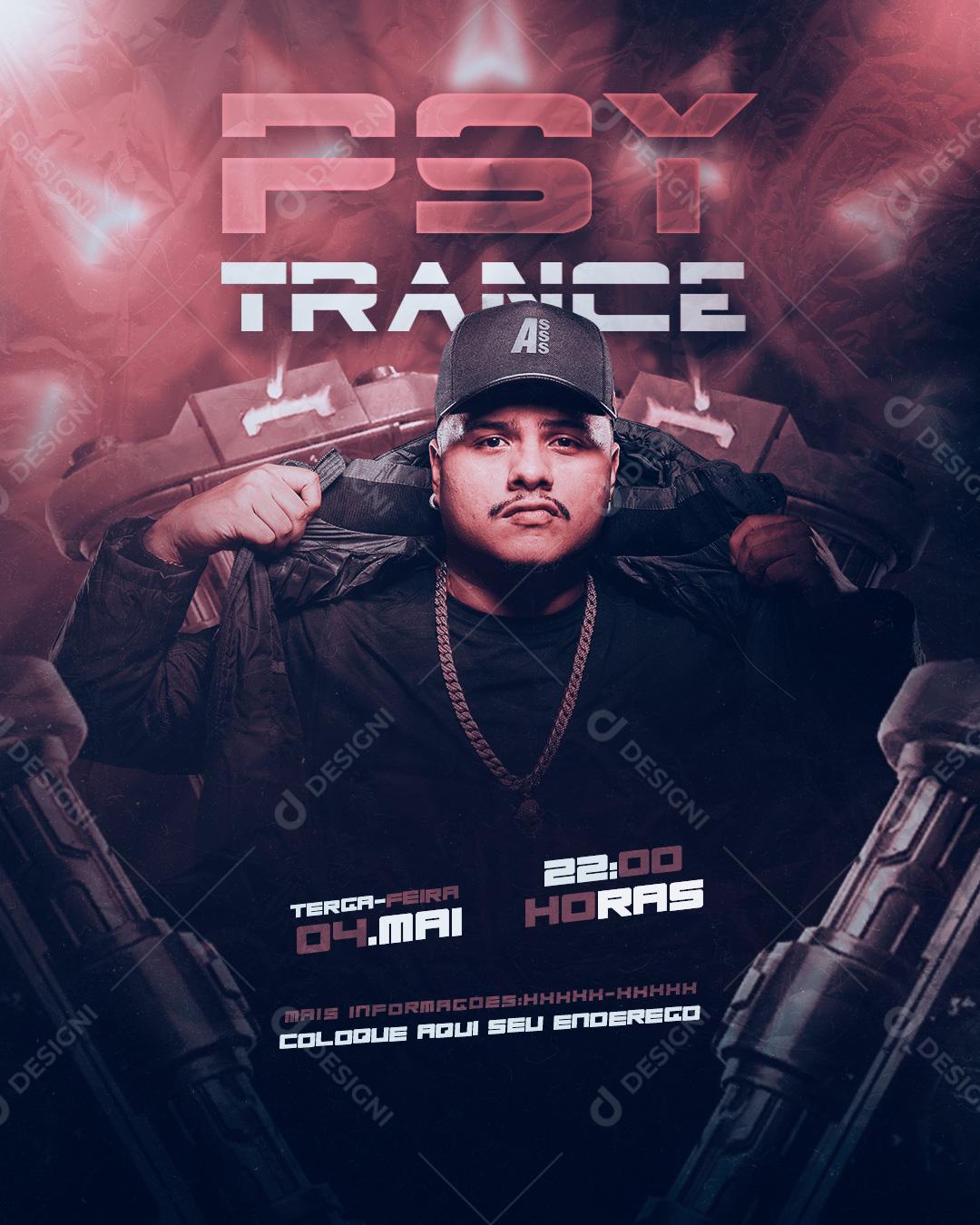 Flyers Psy trance Agendas Mitico Dj Social Media PSD Editável