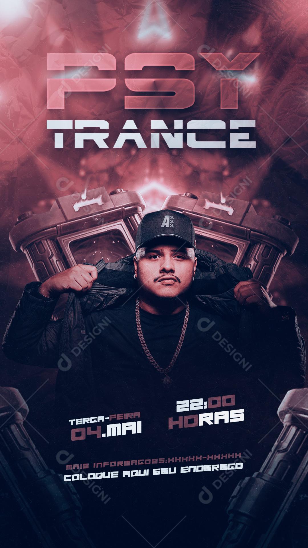 Social Media Psy trance Agendas Mitico Dj Flyers PSD Editável