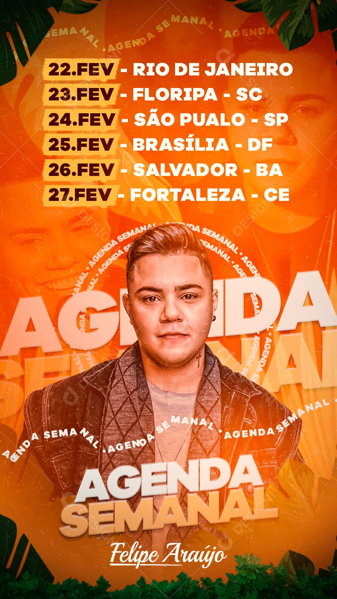 Flyer Agenda Contrate Felipe Araújo Social Media PSD Editável