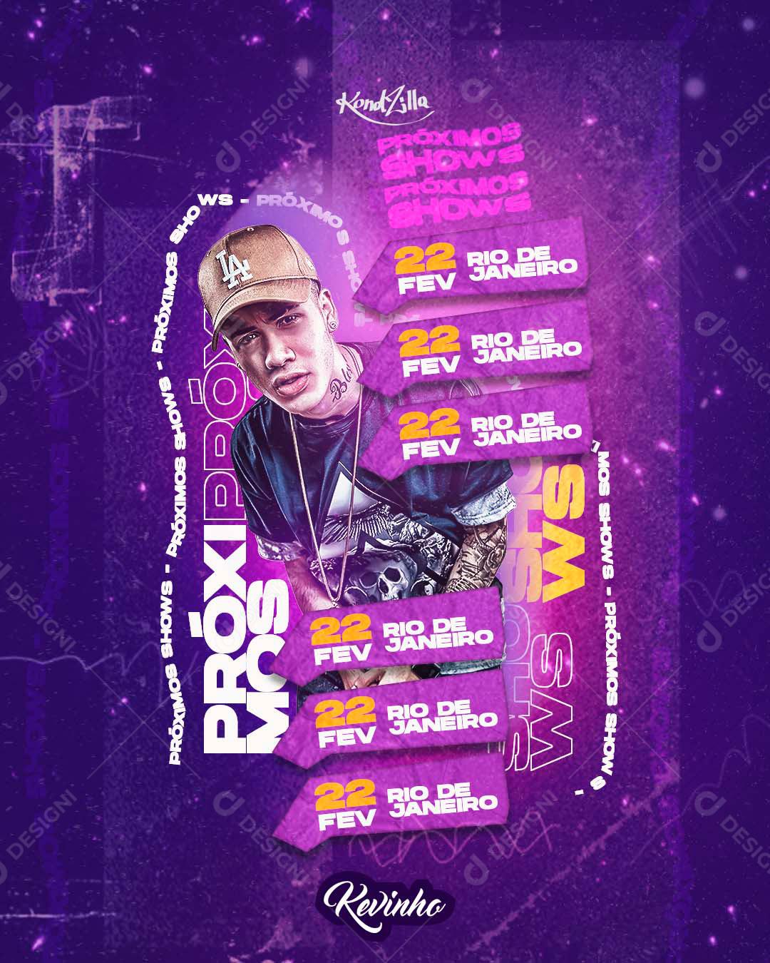 Flyer Próximos Shows Mc Kevinho Social Media PSD Editável