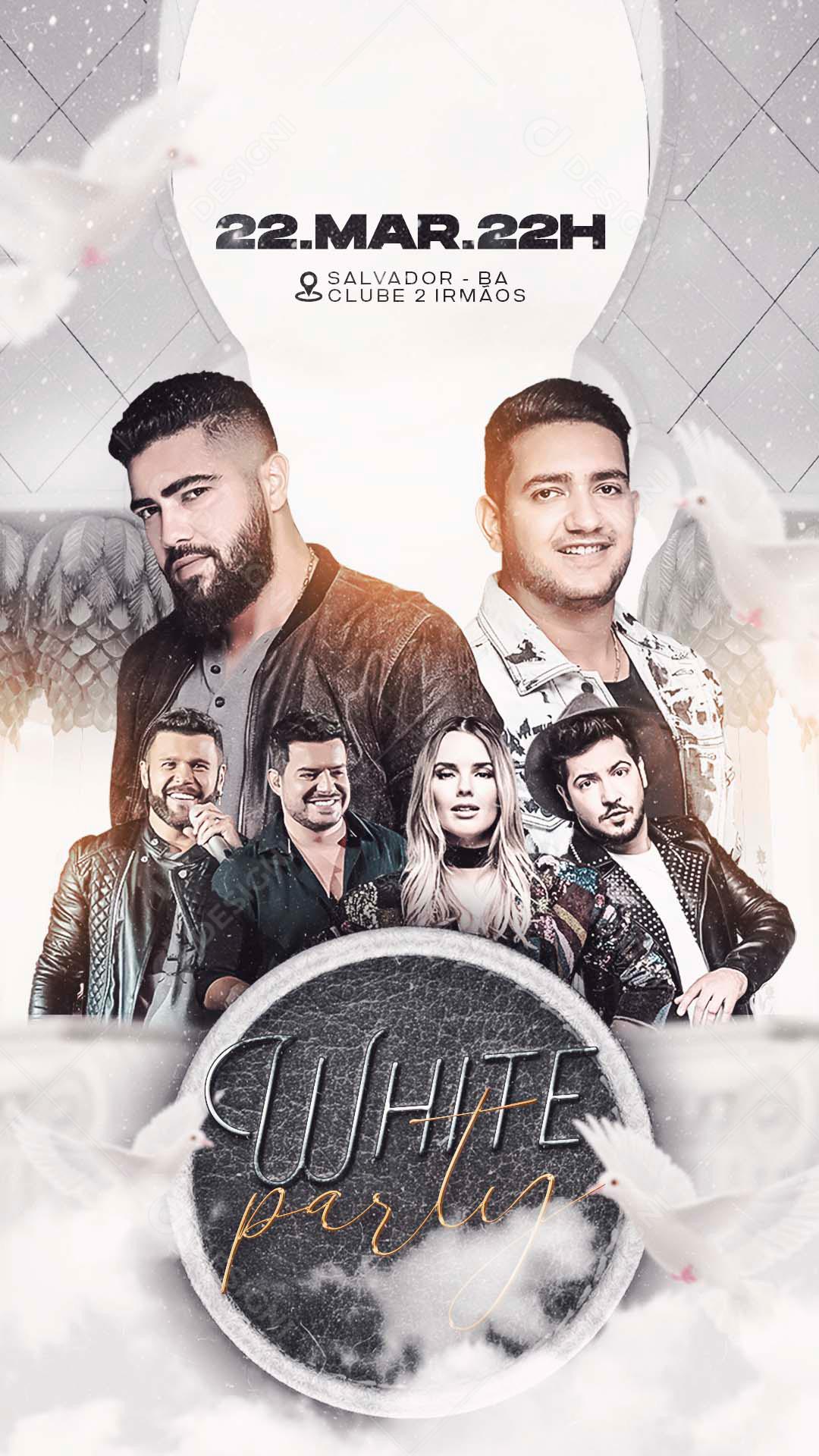 Flyer White Parting Henrique e Juliano Social Media PSD Editável