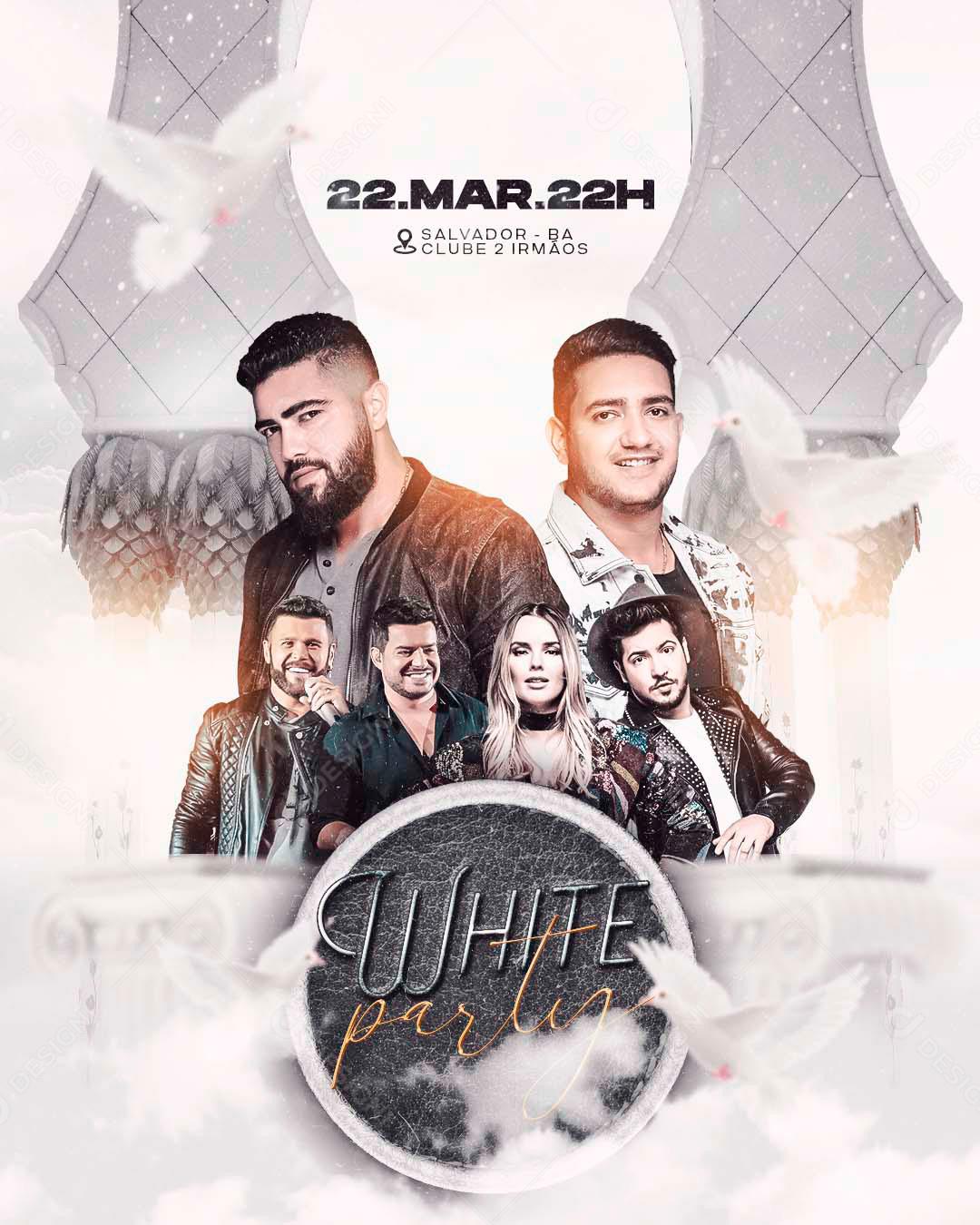 Flyer White Parting Henrique e Juliano Social Media PSD Editável