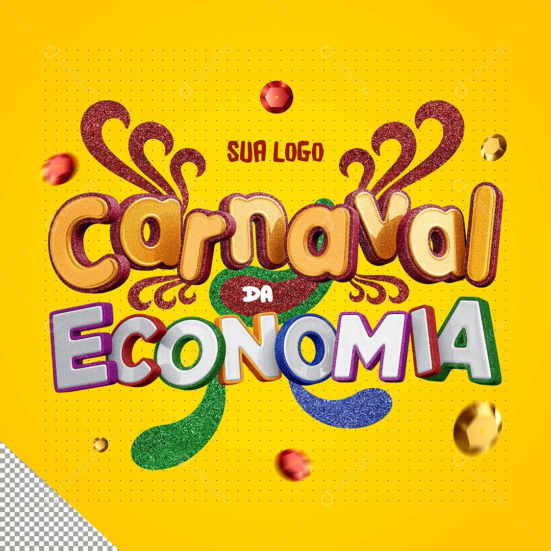 Selo 3D Carnaval Da Economia Para Composição PSD Editável