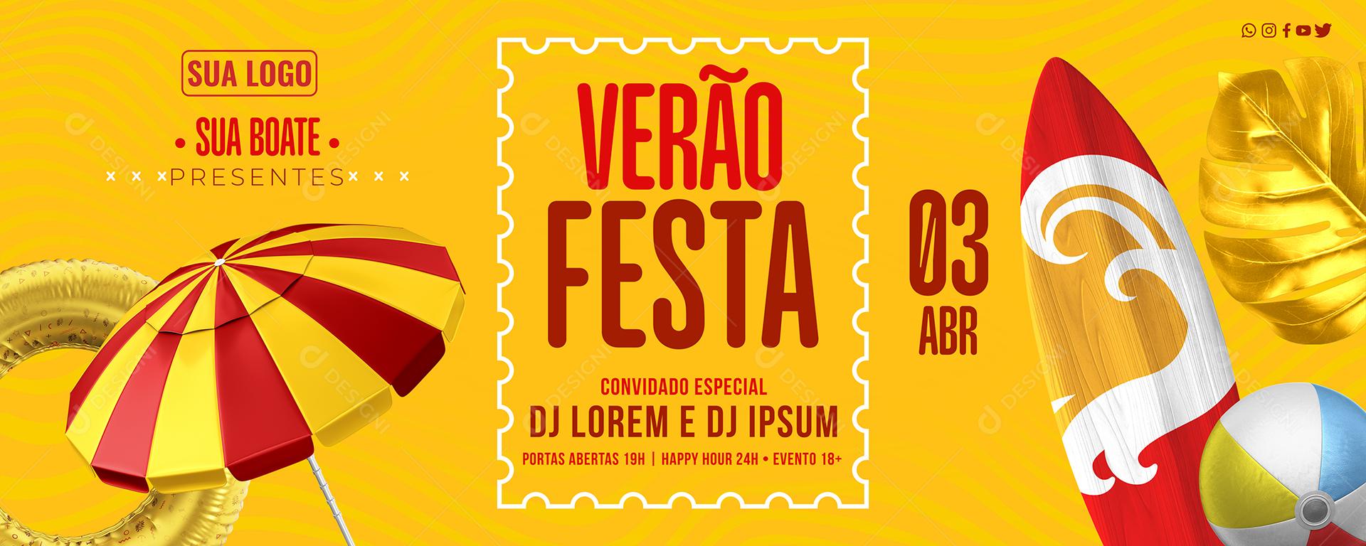 Social Media Festa De Verão Sua Boate Presente Banner PSD Editável
