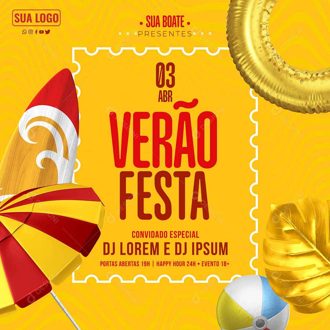 Social Media Festa De Verão Sua Boate PSD Editável