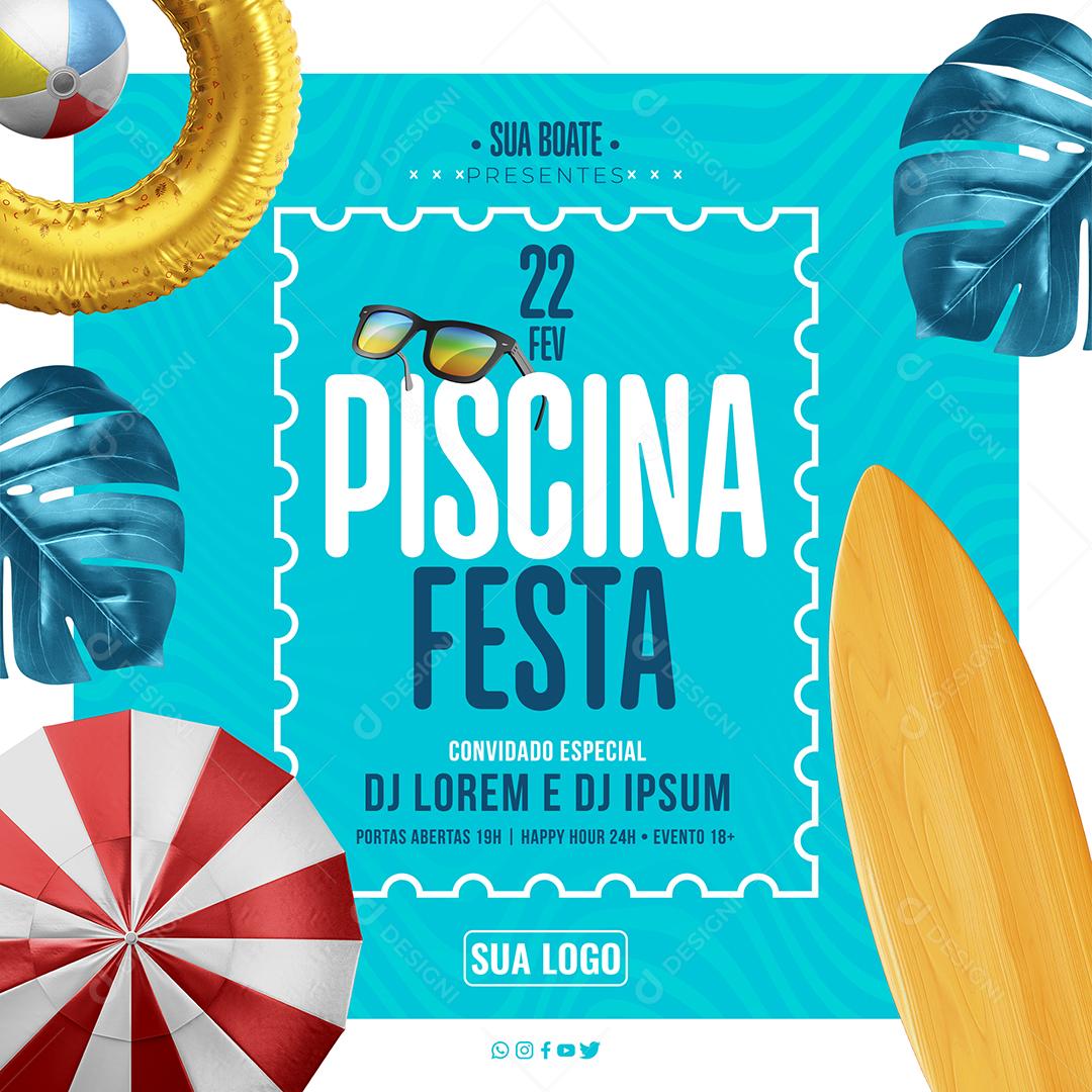 Social Media Festa na piscina de verão PSD Editável