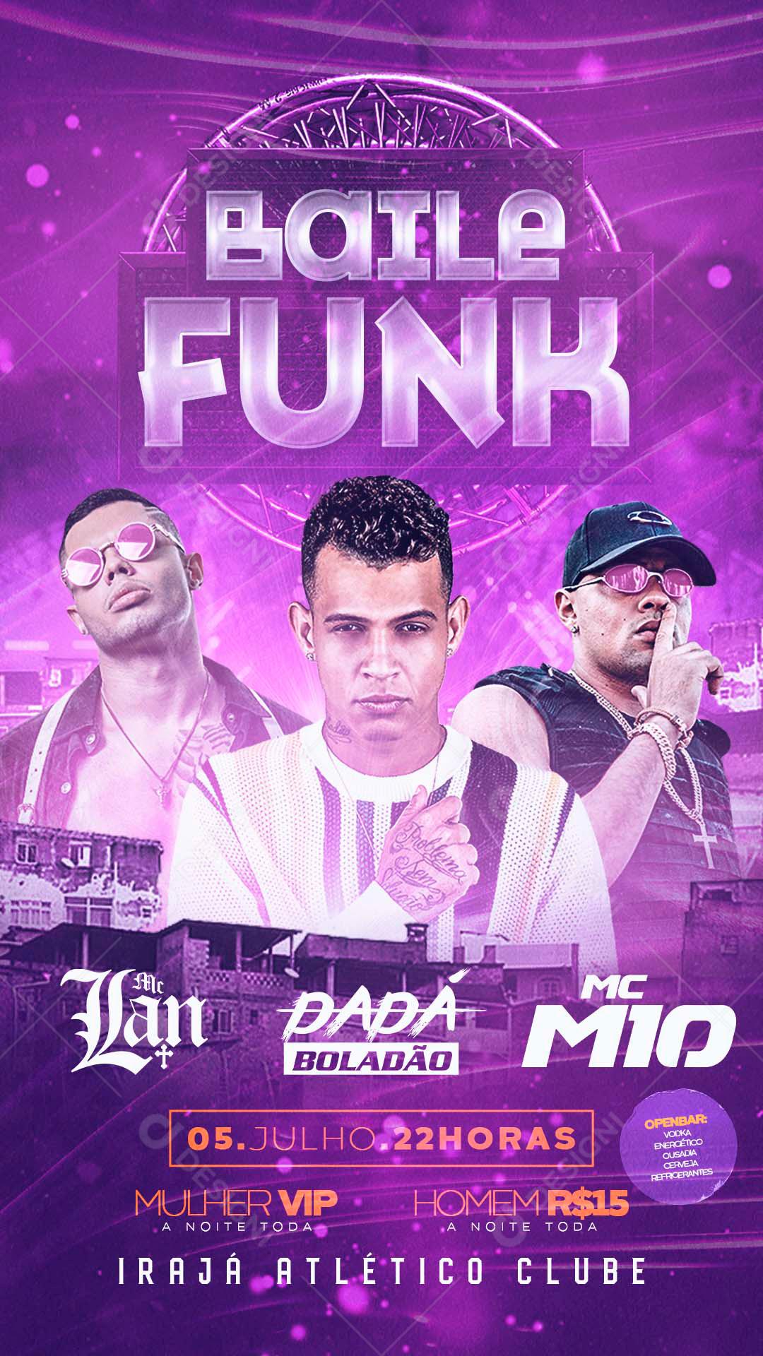 Flyer Baile Funk Dada Boladão Mc M10 Social Media PSD Editável