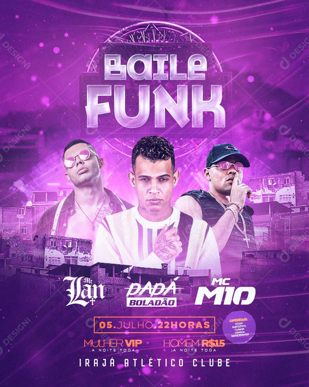 Flyer Baile Funk Dada Boladão Mc M10 Social Media PSD Editável