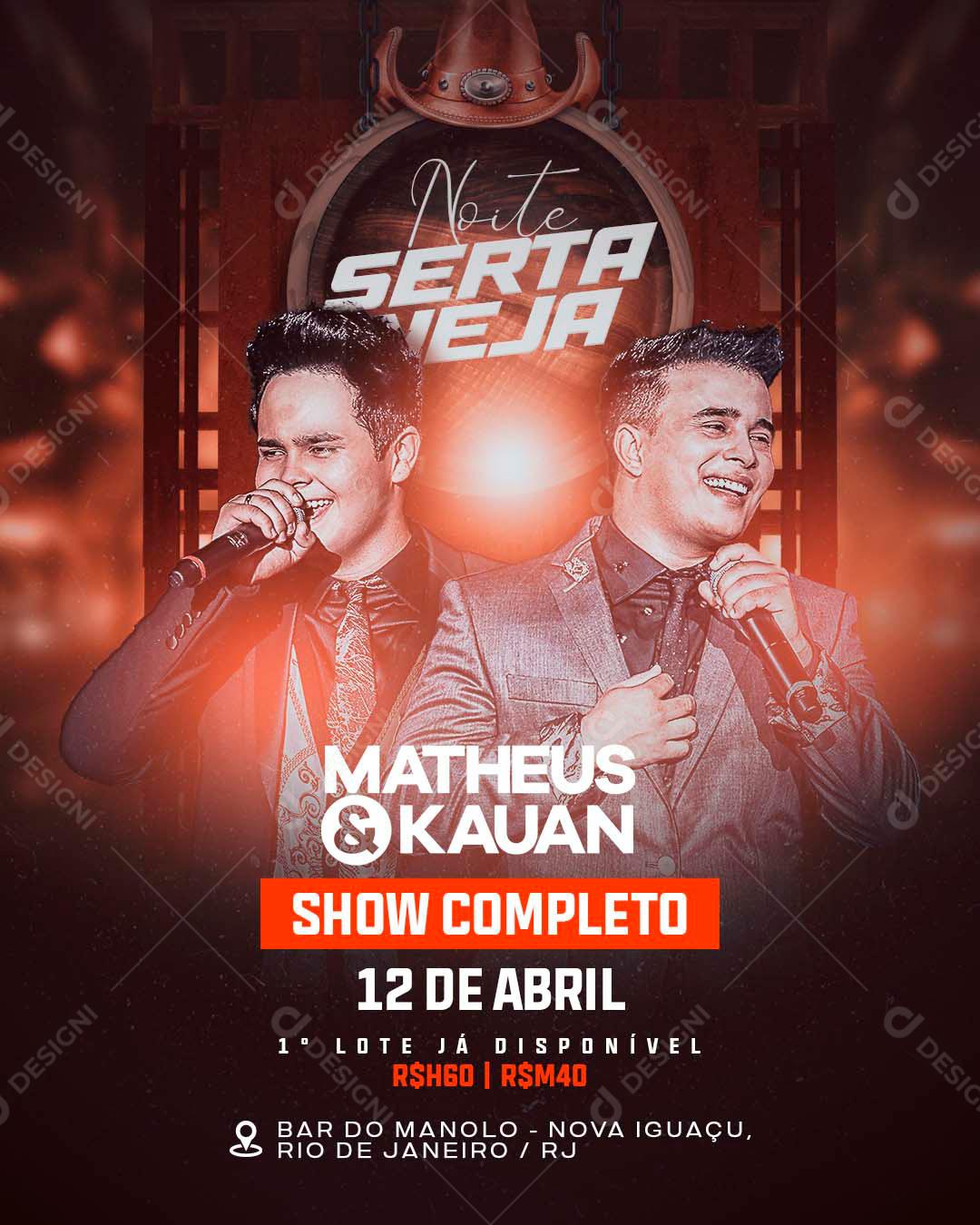 Flyer Sertaneja Noite Matheus kauan Social Media PSD Editável