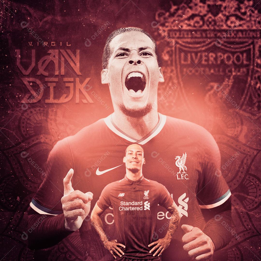 Flyer Futebol Virgil van Dijk Jogador De Futebol Social Media PSD Editável