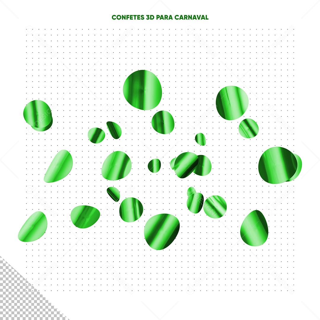 Confetes Verde De Carnaval Elemento 3D Para Composição PSD Premium