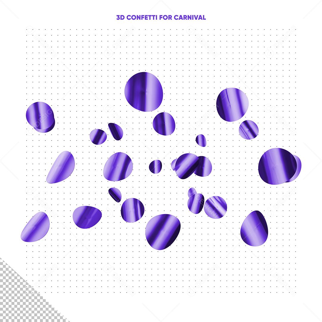 Confetes Roxo De Carnaval Elemento 3D Para Composição PSD Premium