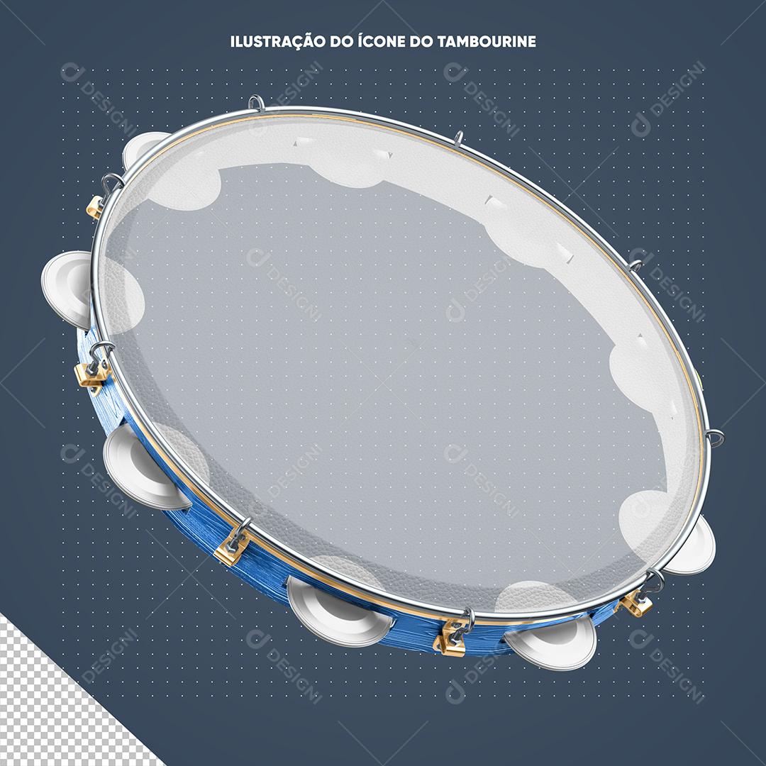 Pandeiro Azul Elemento 3D Para Composição PSD Premium