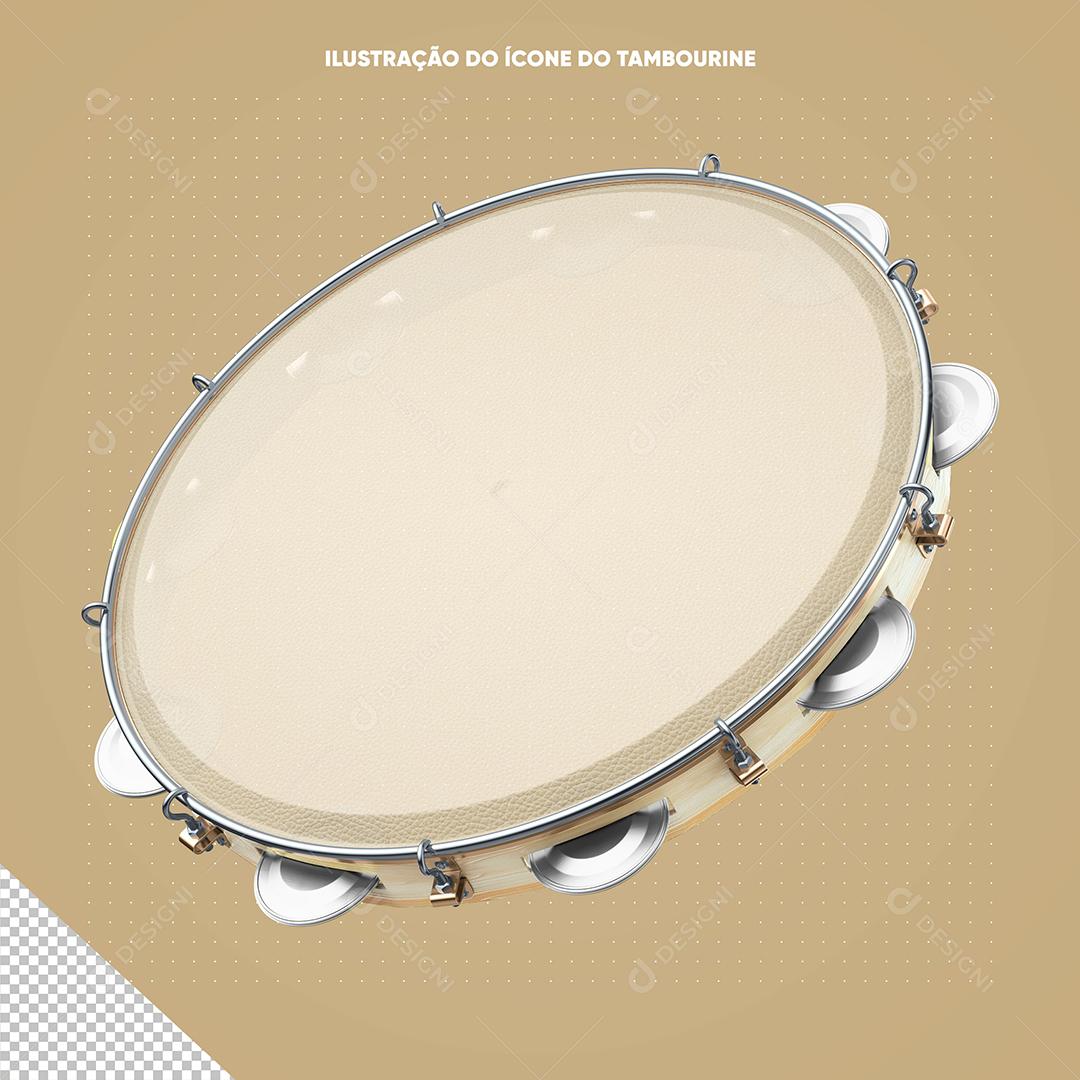 Pandeiro De Madeira Elemento 3D Para Composição PSD Premium