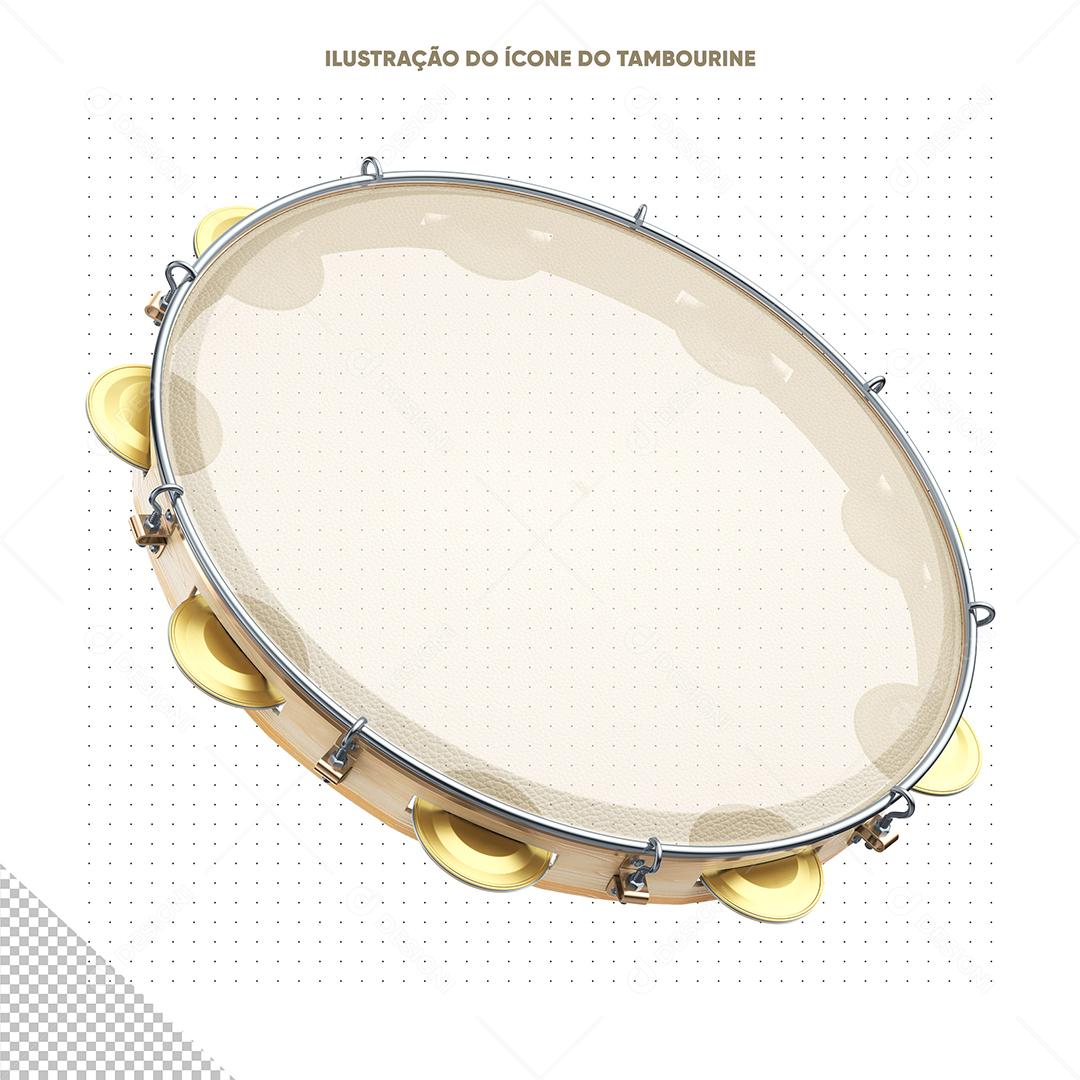 Pandeiro Realista Elemento 3D Para Composição PSD Premium