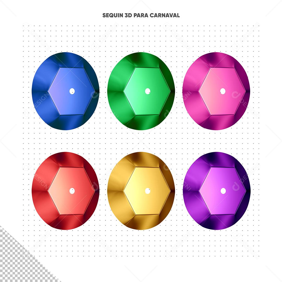 Lantejoulas coloridas Elemento 3D PSD Premium