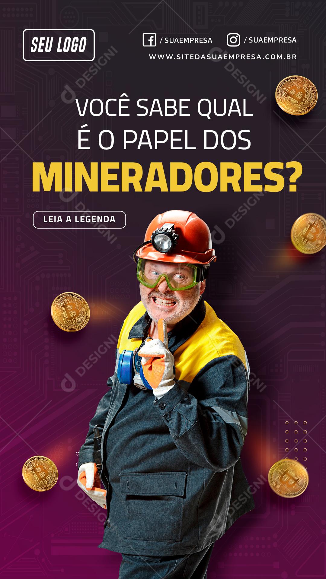 Social Media Você sabe qual papel dos mineradores Investimento PSD Editável