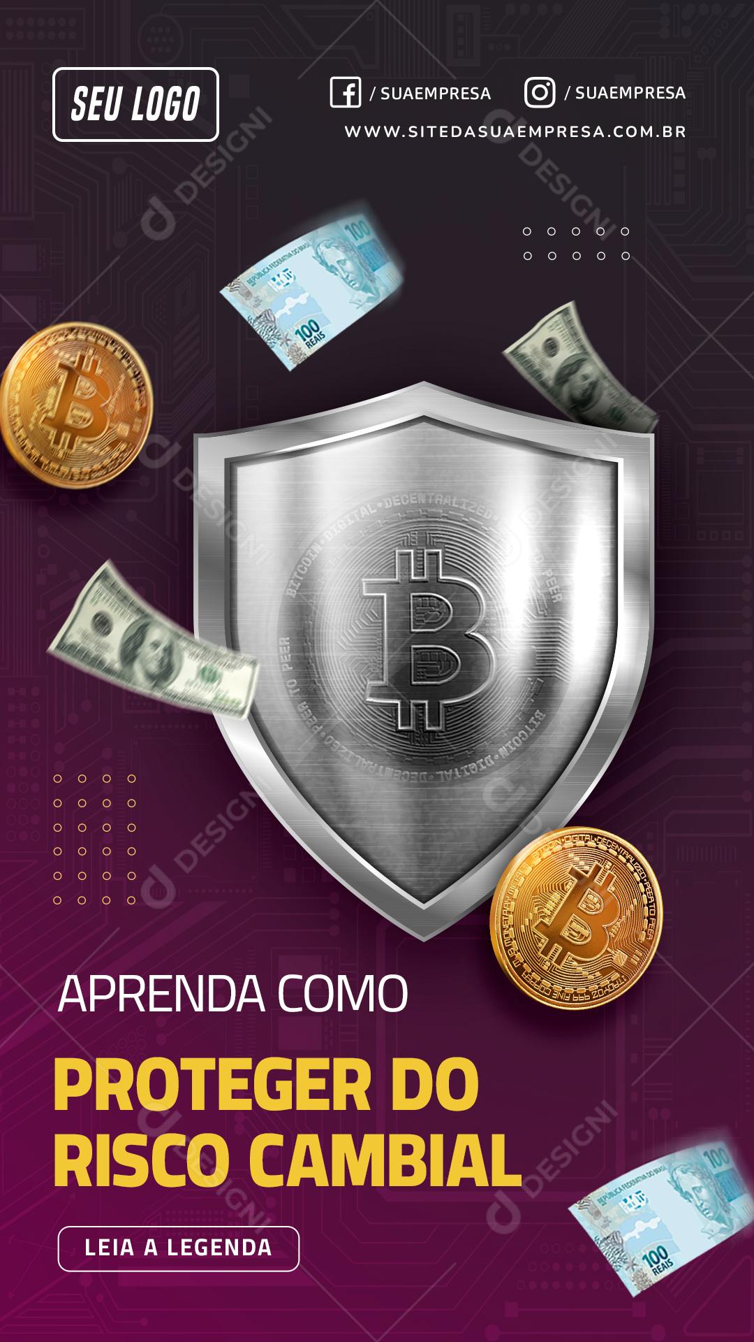 Social Media Aprenda Como Proteger do risco cambial Investimento PSD Editável