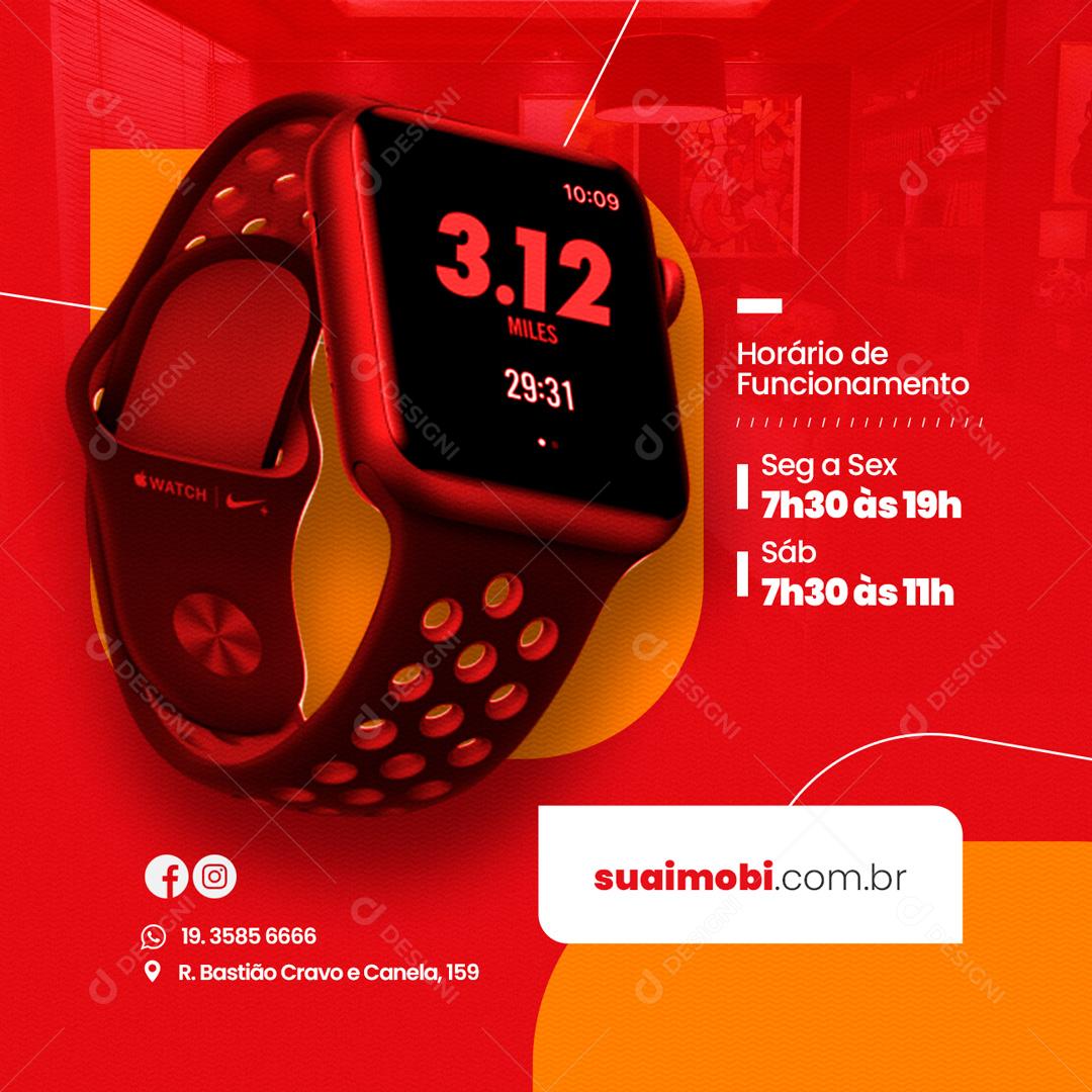 Social Media Horário De Funcionamento Imobiliária PSD Editável