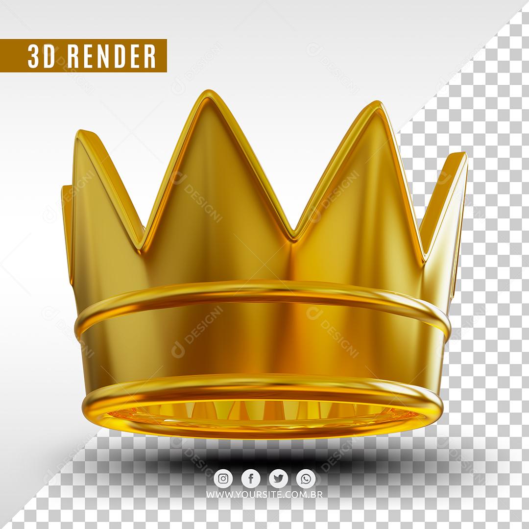Coroa Dourada Elemento 3D Para Composição PSD Premium