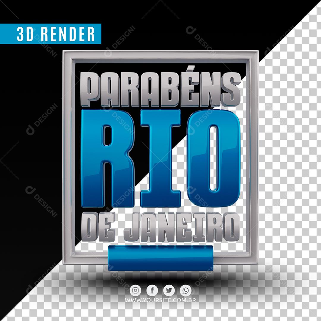 Parabéns Rio De Janeiro Texto 3D PSD Premium