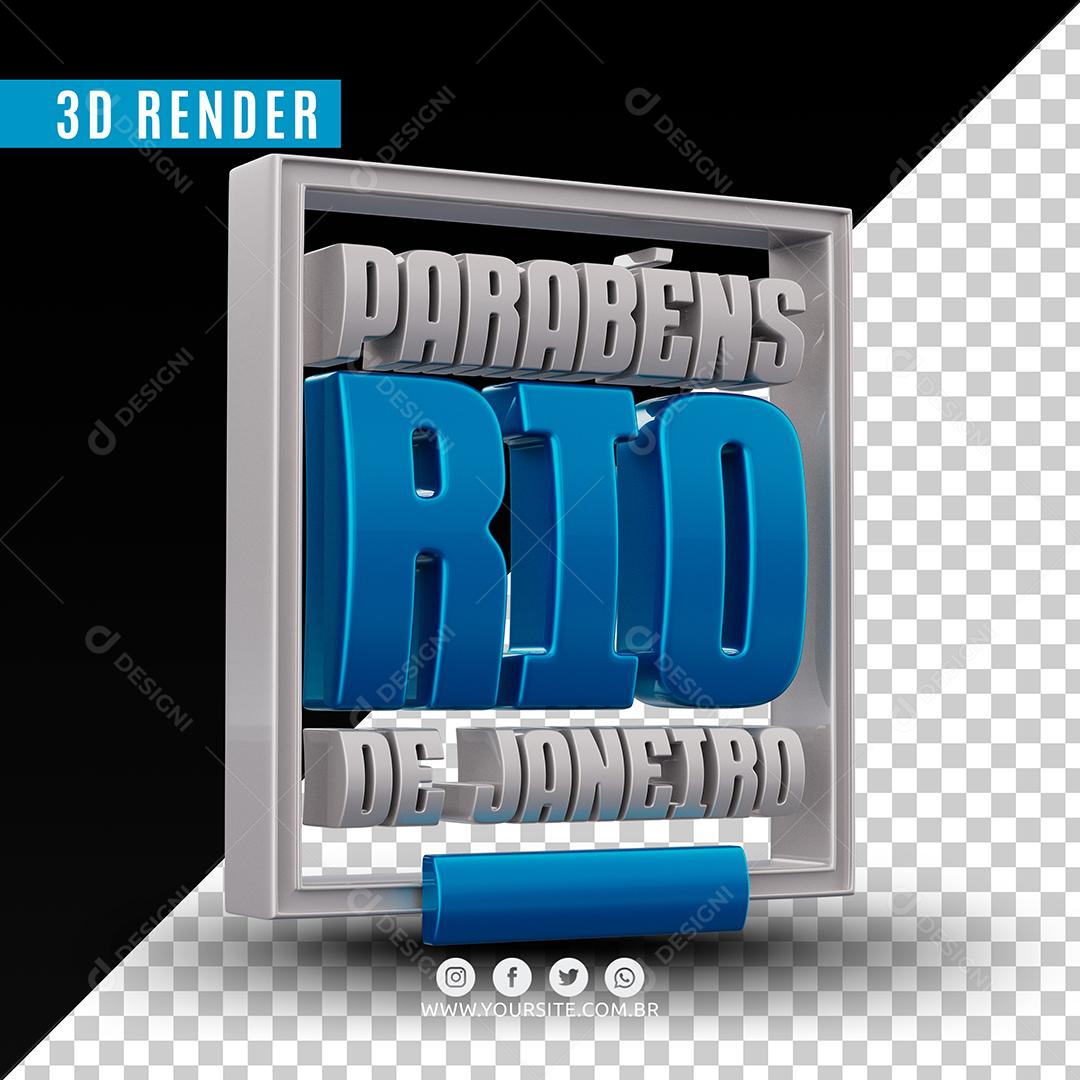 Parabéns Rio De Janeiro Texto 3D PSD Premium