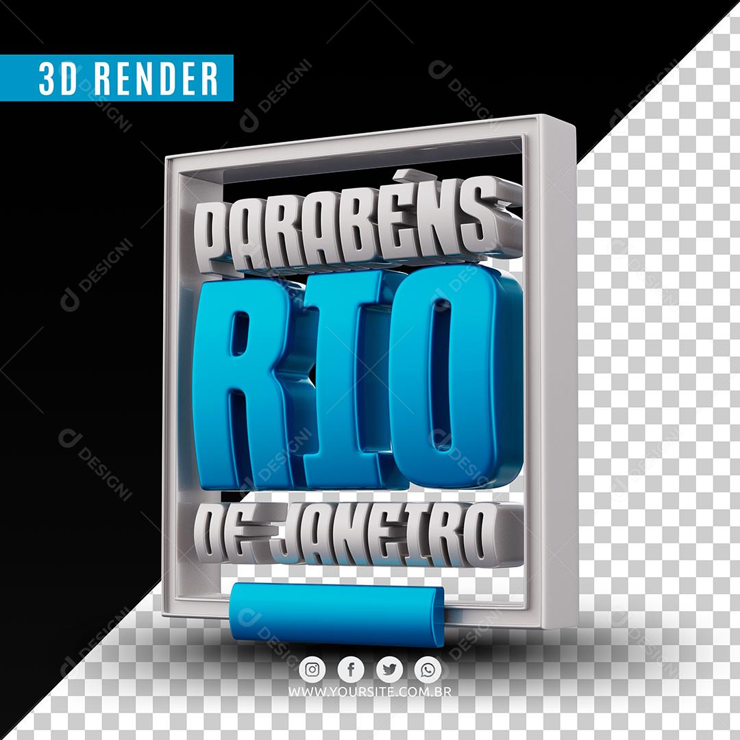 Parabéns Rio De Janeiro Texto 3D PSD Premium
