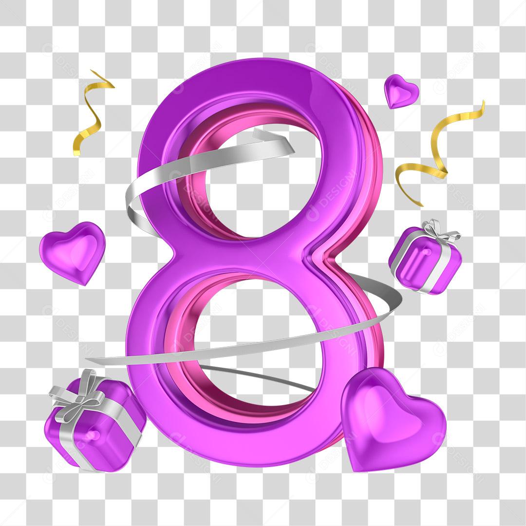 Número 8 Elemento Para Dia Das Mulheres PNG Transparente