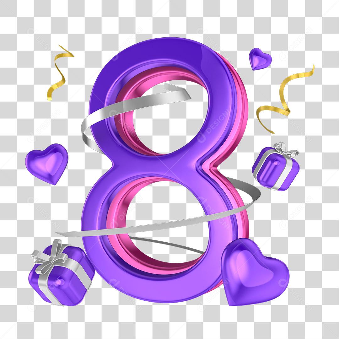Número 8 Elemento Para Dia Das Mulheres PNG Transparente