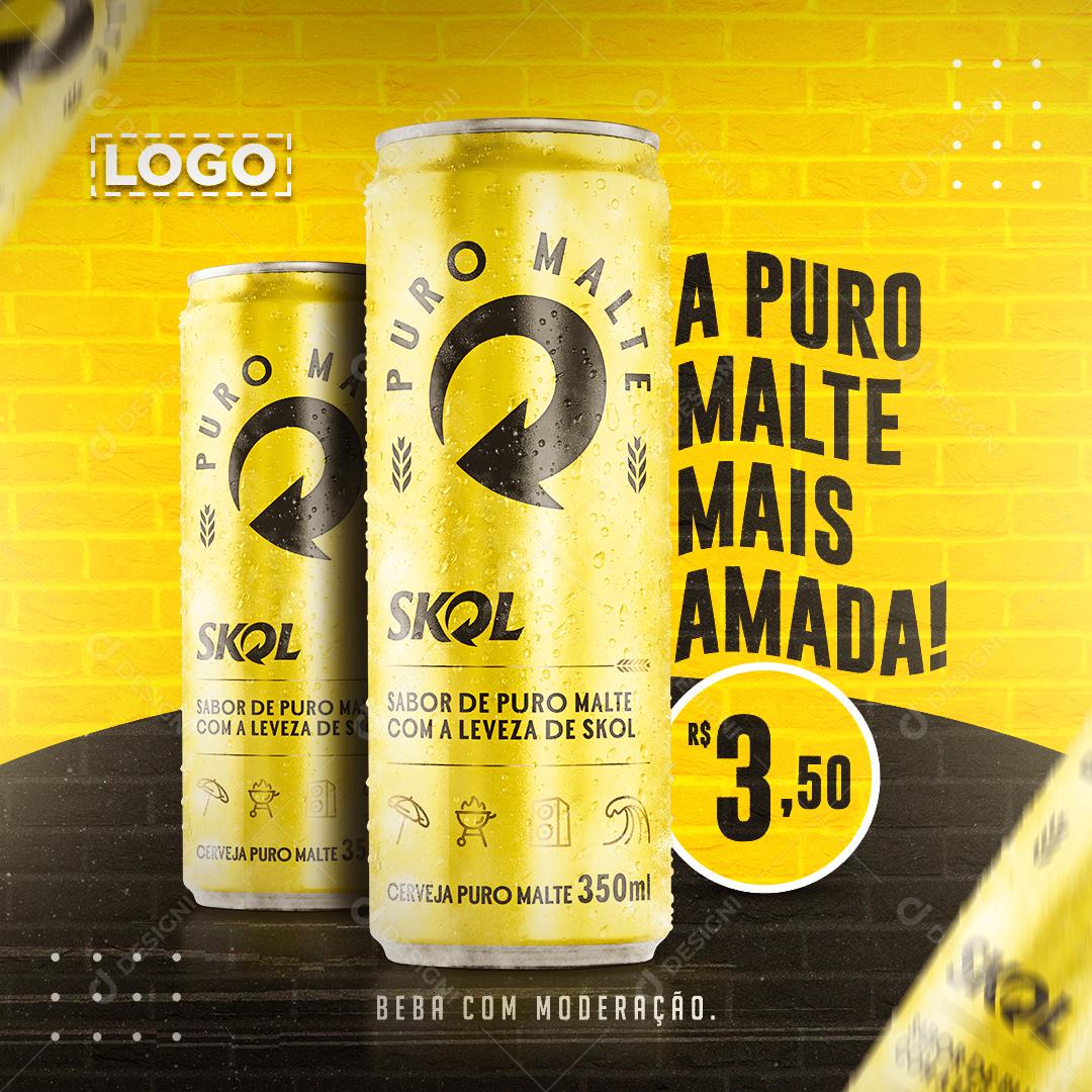 Social Media Skol Puro Malte Cerveja PSD Editável