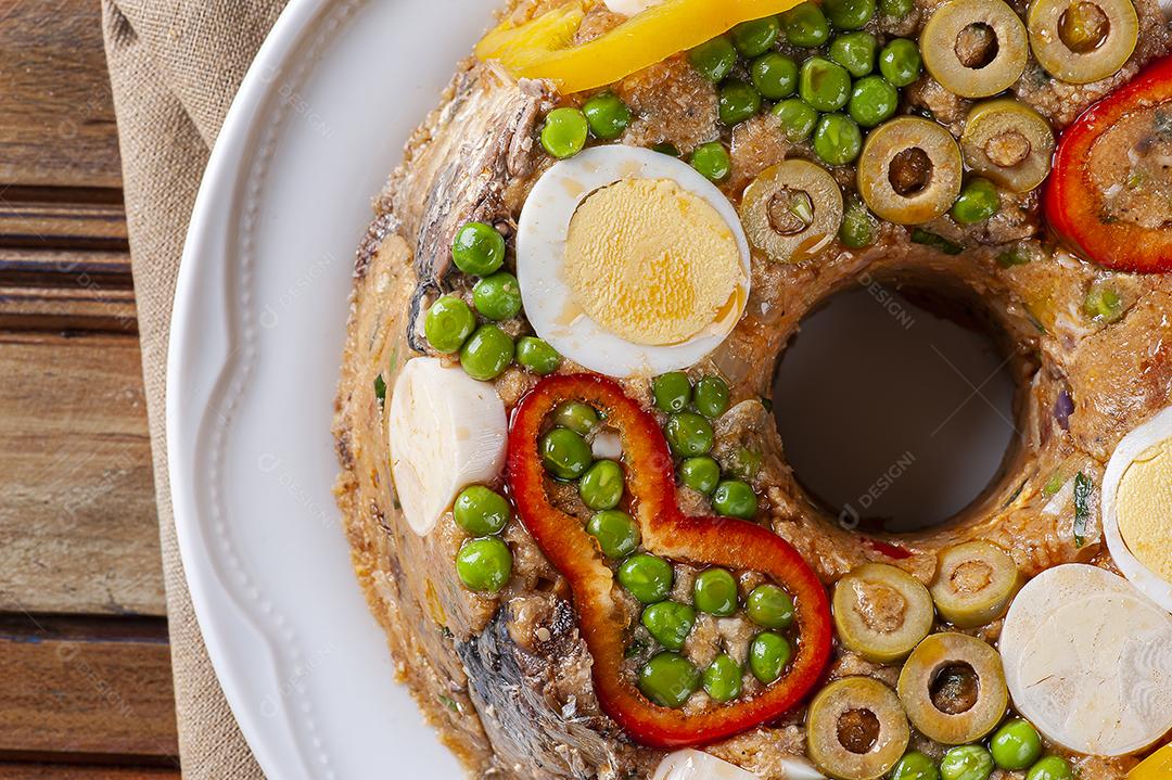 Prato típico da culinária brasileira chamado Cuscuz Paulista JPG