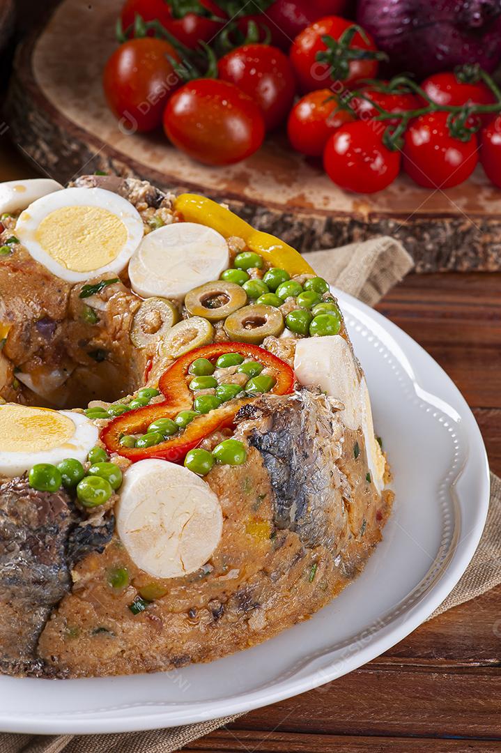 Prato típico da culinária brasileira chamado Cuscuz Paulista JPG