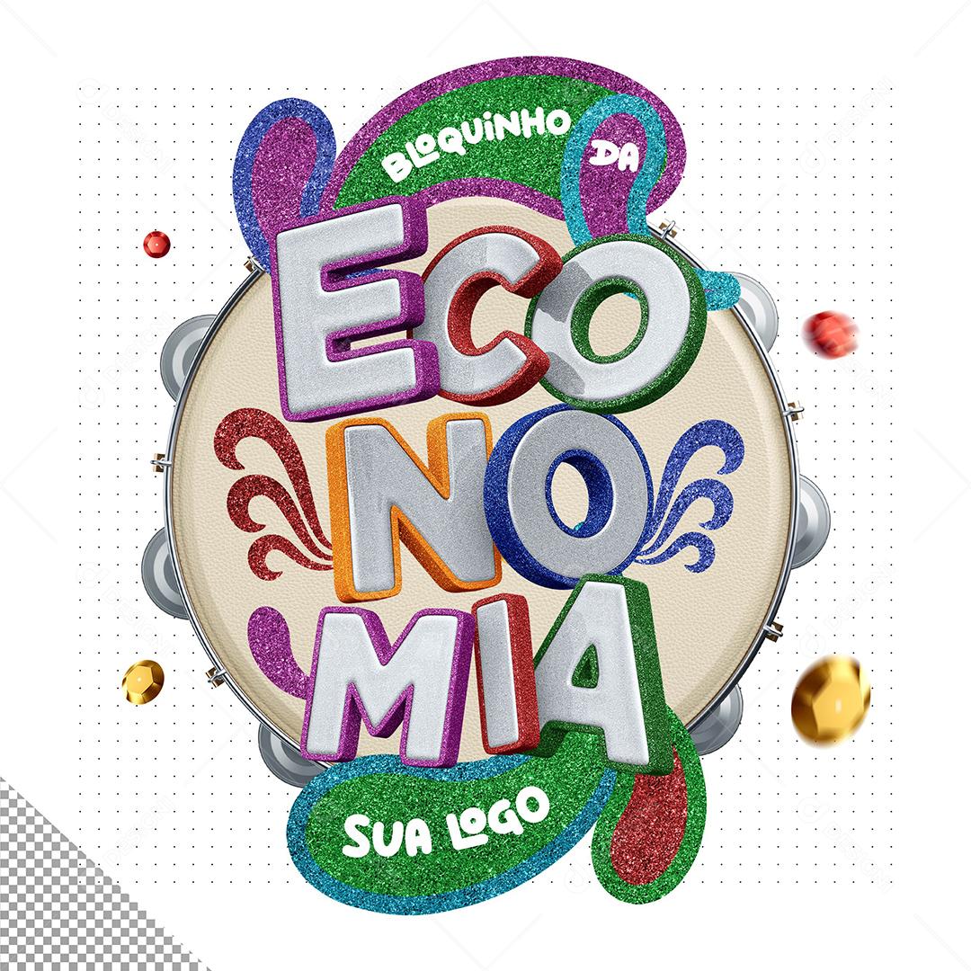 Selo 3D Bloquinho Da Economia Para Composição PSD Premium