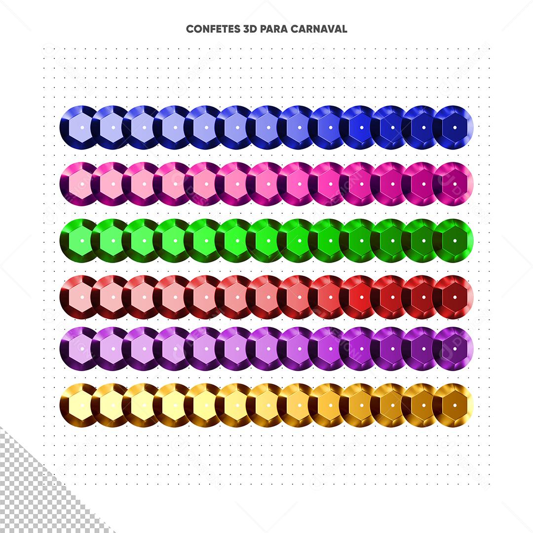 Lantejoulas coloridas Elemento 3D Para Composição PSD Premium