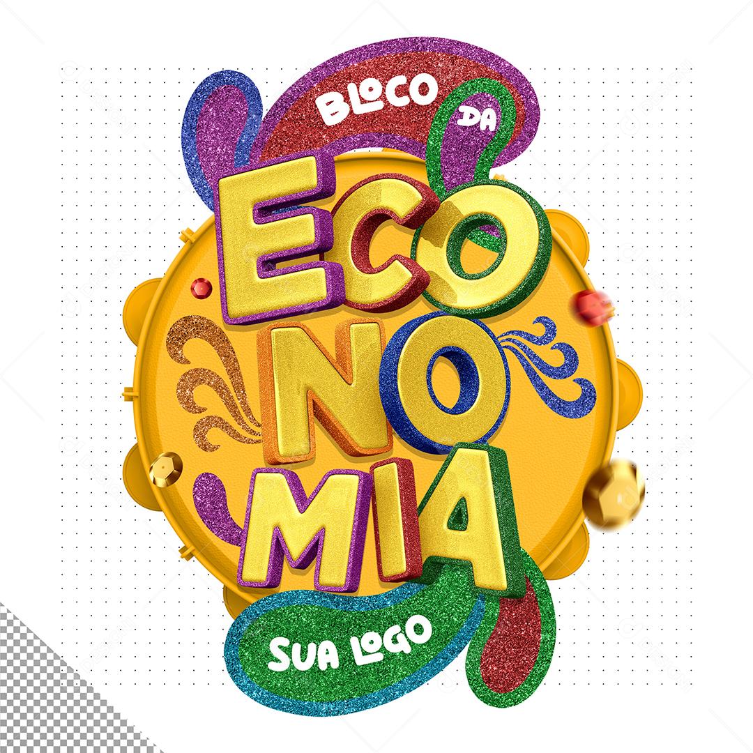 Selo 3D Bloco Da Economia Para Composição PSD Premium