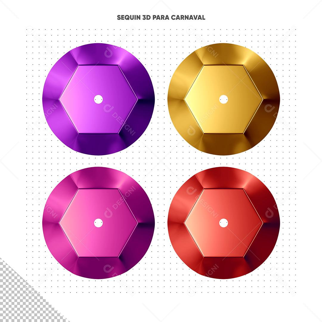 Lantejoulas 3D Coloridas Elemento para composição PSD Premium