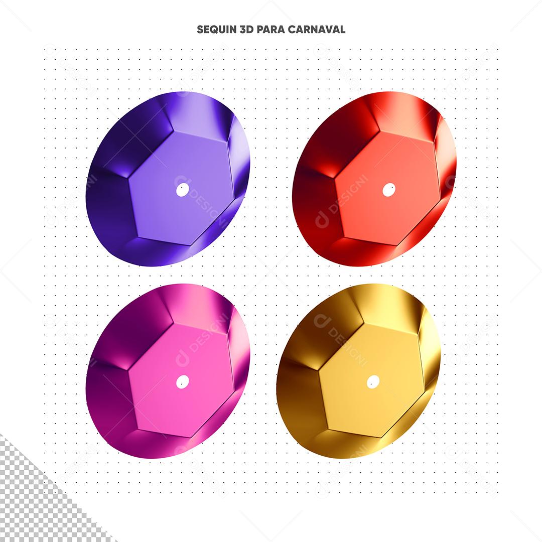 Lantejoulas Coloridas 3D Elemento Para Composição PSD Premium