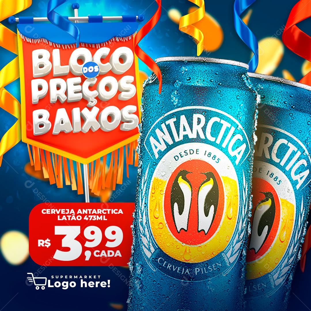 Bloco Preços Baixo Cerveja Antártica Social Media PSD Editável