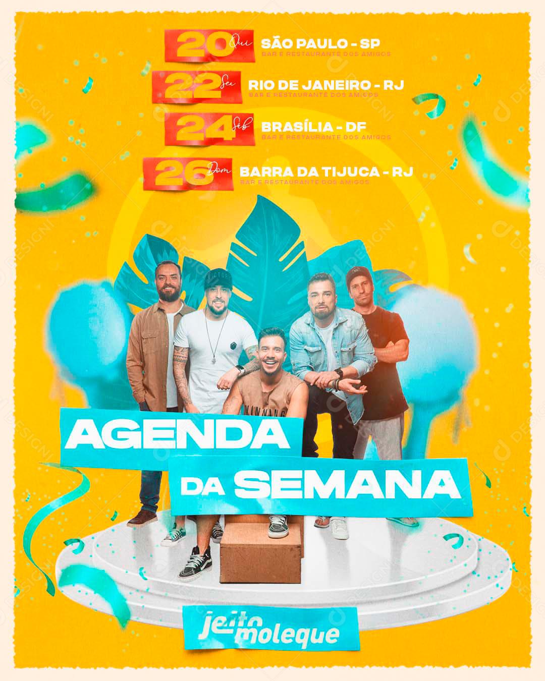 Flyer Agenda Da Semana Jeitinho Social Media PSD Editável