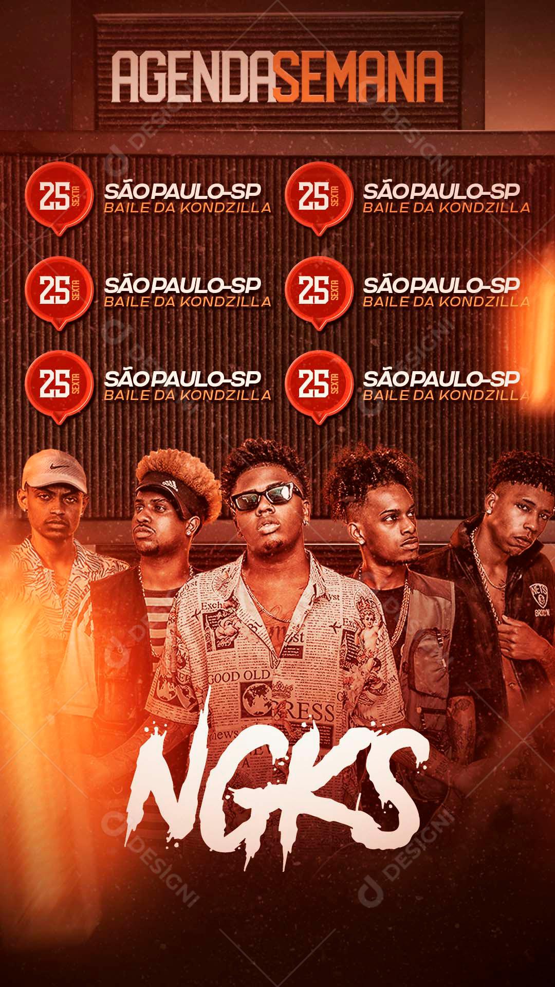 Flyer Agenda Semanal Ngks Social Media PSD Editável